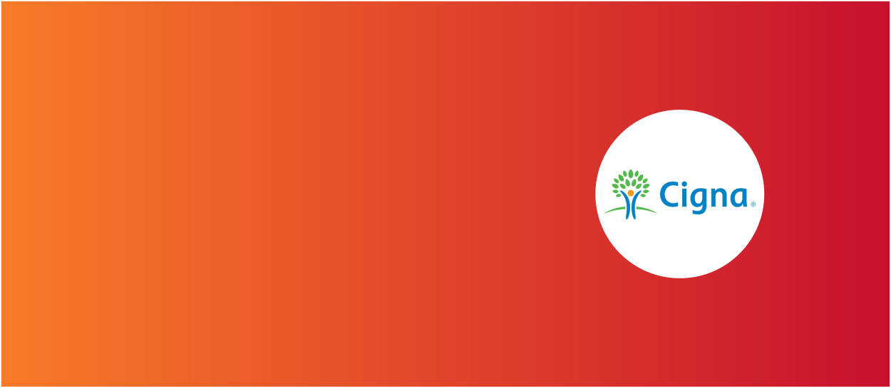 Orange and red background with Cigna Life Insurance logo